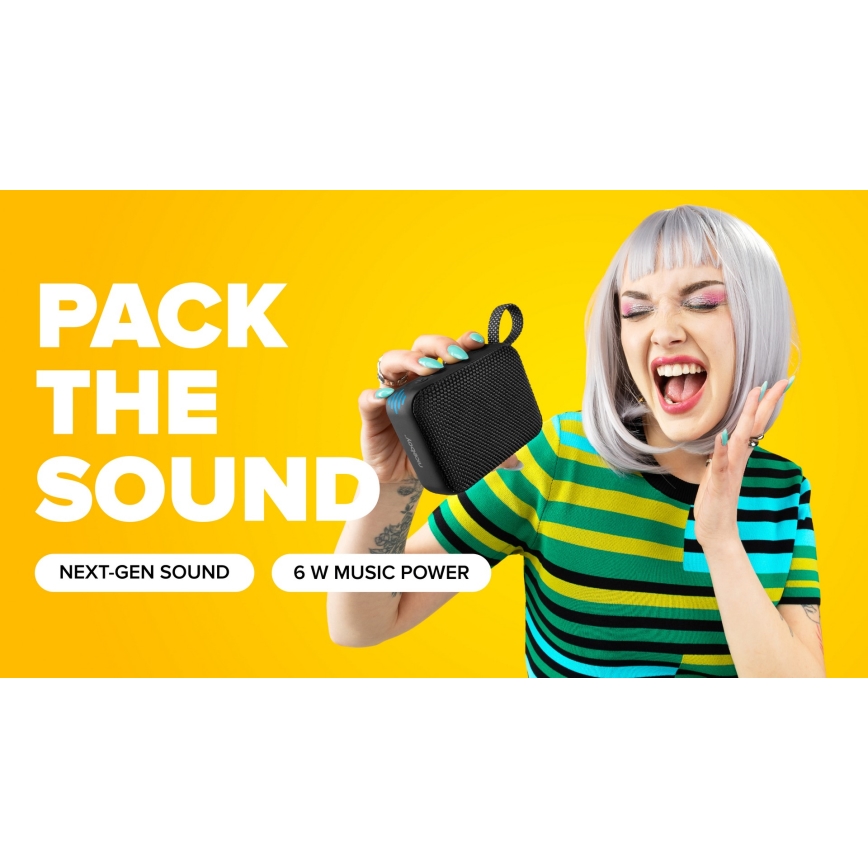 Niceboy Atom 4 - LED Bežični zvučnik sa mikrofonom 6W/1000 mAh IP67 crna