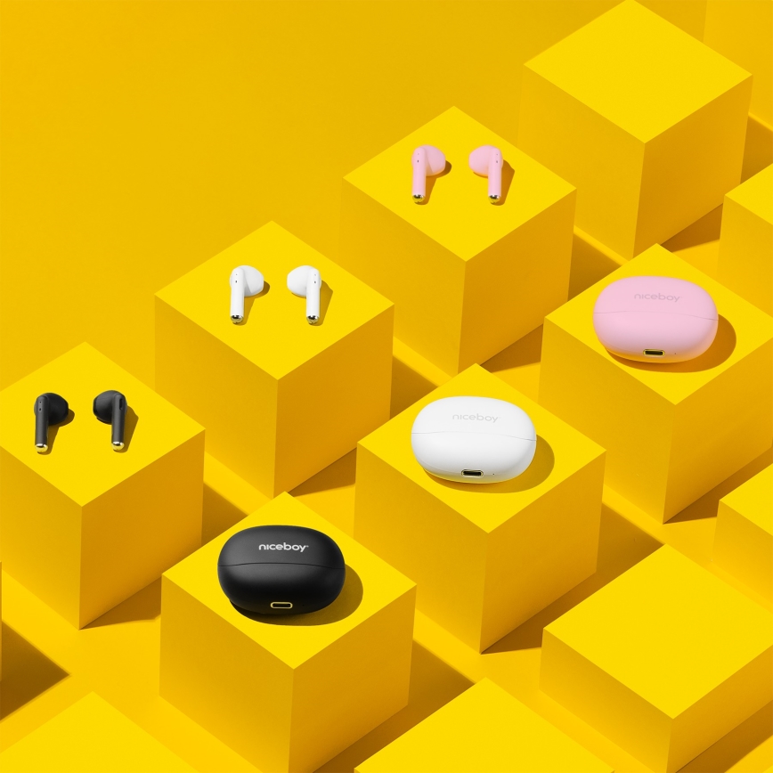 Niceboy Beans 4 - Bežične slušalice 300 mAh + 2x 35 mAh IPX4 bele