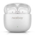 Niceboy Beans 4 POP - Bežične slušalice, 200 mAh + 2x 30 mAh, IPX4, bele