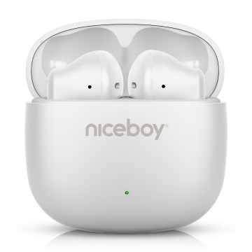 Niceboy Beans 4 POP - Bežične slušalice, 200 mAh + 2x 30 mAh, IPX4, bele