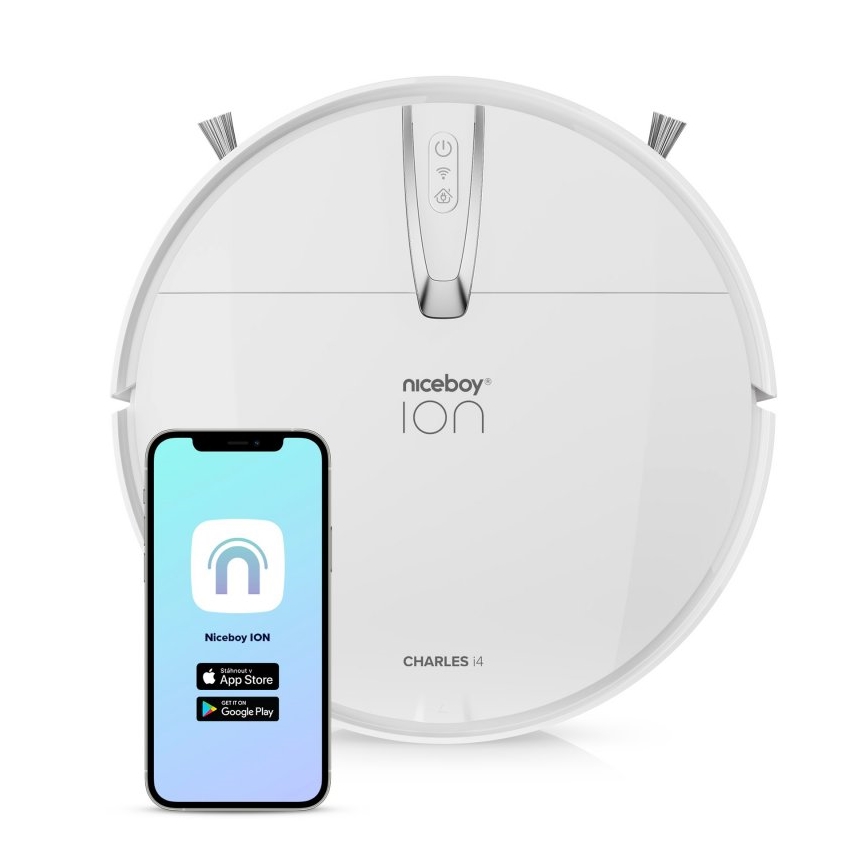 Niceboy ION Charles i4 - Pametan robotski usisivač 2u1 4400 mAh Wi-Fi bela + daljinski upravljač