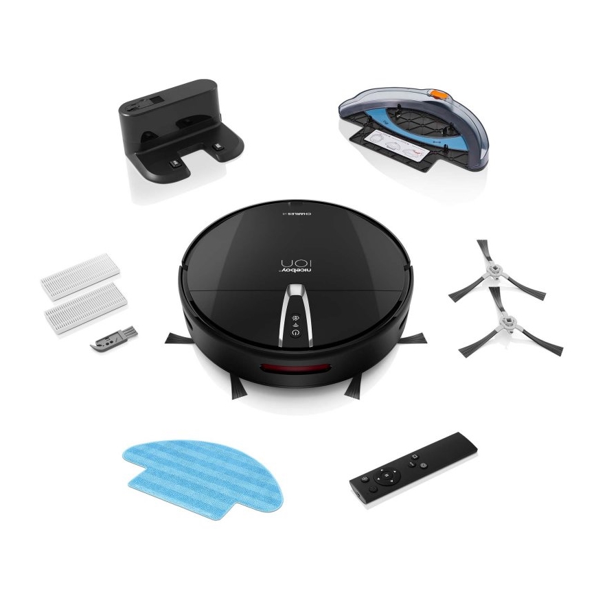 Niceboy ION Charles i4 - Pametan robotski usisivač 2u1 4400 mAh Wi-Fi crna + daljinski upravljač