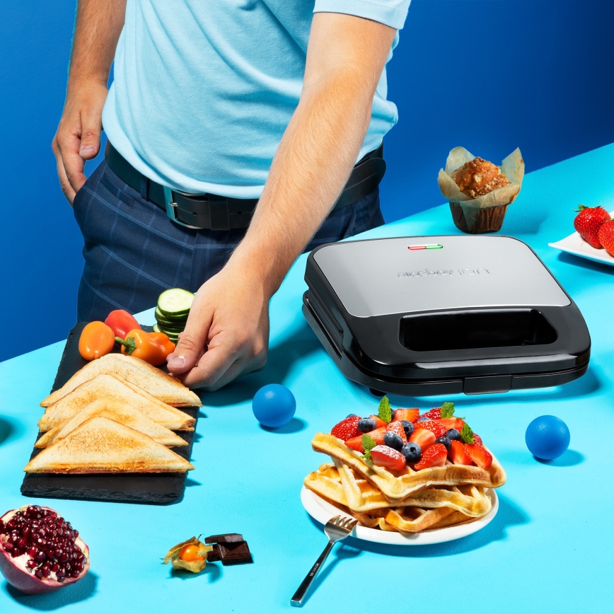 Niceboy ION Snacker S3 - Toster 3 u 1 750W/230V nerđajući čelik/crna