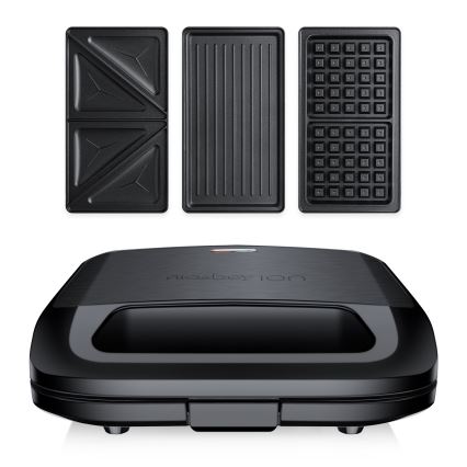 Niceboy ION Snacker S3 - Toster 3 u 1 750W/230V nerđajući čelik/crna