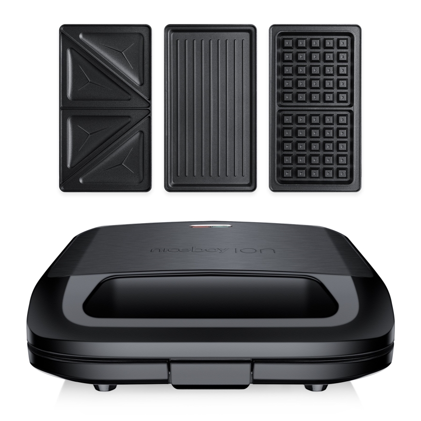 Niceboy ION Snacker S3 - Toster 3 u 1 750W/230V nerđajući čelik/crna