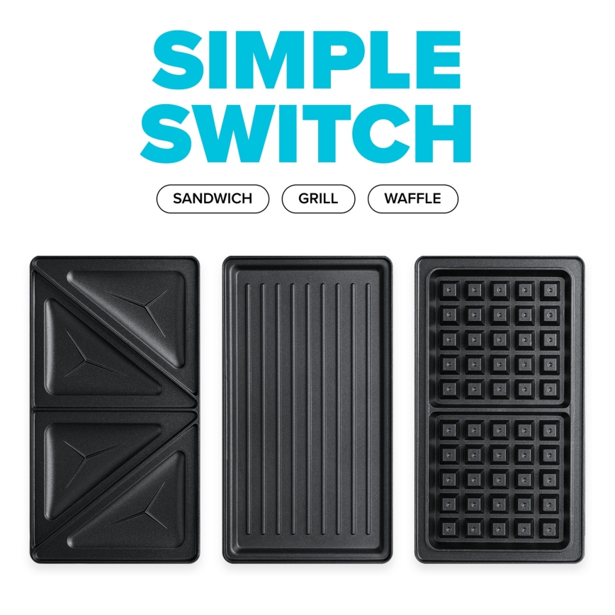 Niceboy ION Snacker S3 - Toster 3 u 1 750W/230V nerđajući čelik/crna