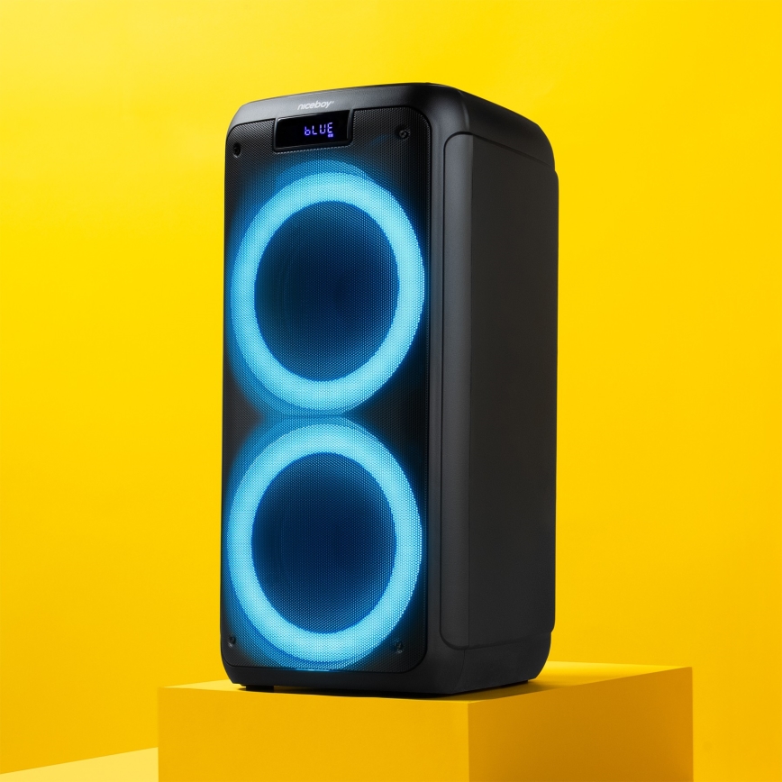 Niceboy PARTY Boss 2 - LED bežični zvučnik sa mikrofonom i funkcijom powerbanke 200W/4500 mAh + daljinski upravljač