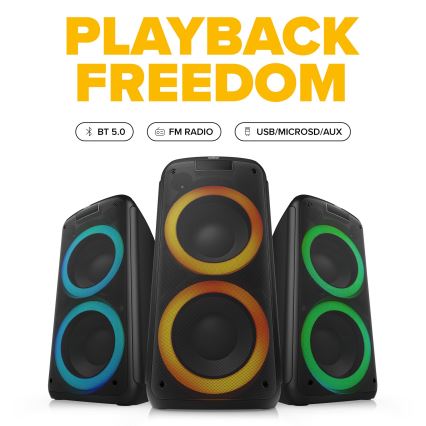 Niceboy PARTY Boss 2 - LED bežični zvučnik sa mikrofonom i funkcijom powerbanke 200W/4500 mAh + daljinski upravljač