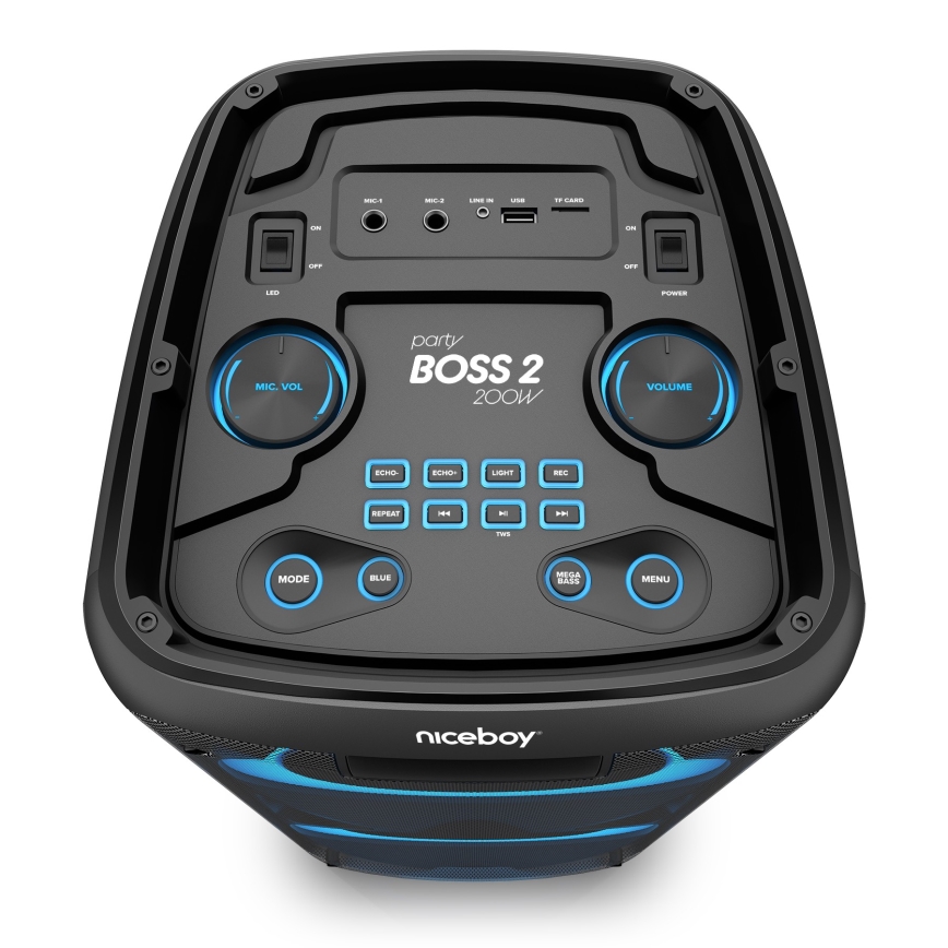 Niceboy PARTY Boss 2 - LED bežični zvučnik sa mikrofonom i funkcijom powerbanke 200W/4500 mAh + daljinski upravljač