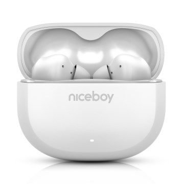 Niceboy Pins 4 - Bežične slušalice sa ANC 400 mAh + 2x 50 mAh IPX4 bela