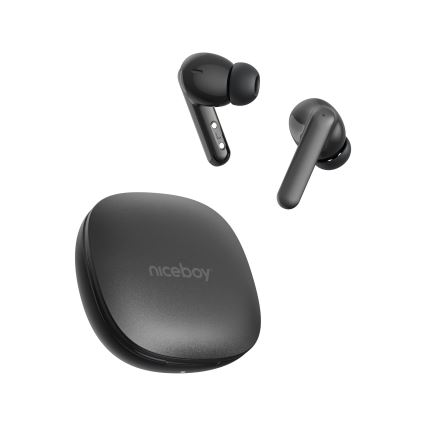 Niceboy Pins 4 PRO - Bežične slušalice sa aktivnim prigušivačem buke (ANC), 380 mAh + 2x 35 mAh, IP54, crne