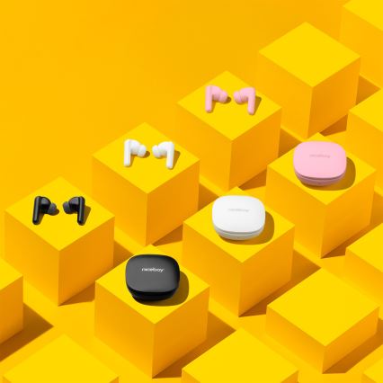 Niceboy Pins 4 PRO - Bežične slušalice sa ANC 380 mAh + 2x 35 mAh IP54 bela