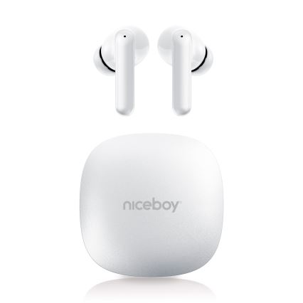 Niceboy Pins 4 PRO - Bežične slušalice sa ANC 380 mAh + 2x 35 mAh IP54 bela
