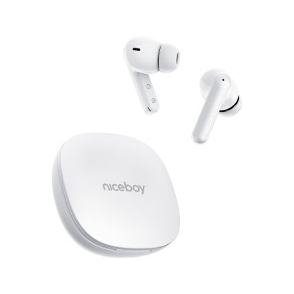 Niceboy Pins 4 PRO - Bežične slušalice sa ANC 380 mAh + 2x 35 mAh IP54 bela