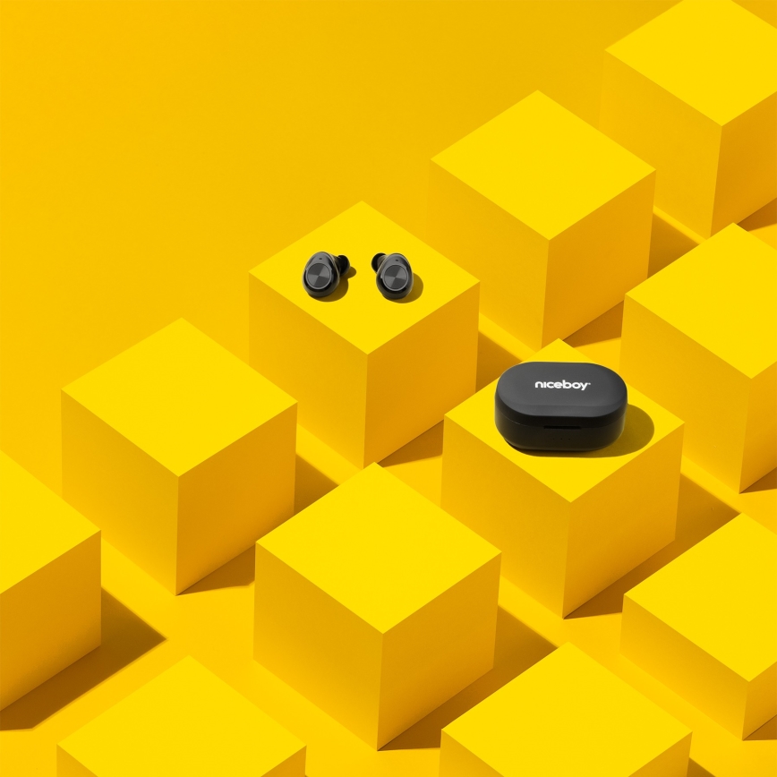 Niceboy Pods 4 - Bežične slušalice 500 mAh + 2x 70 mAh IPX5 crna