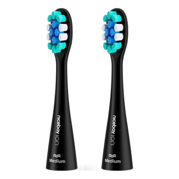 Niceboy - SET od 2 zamenske glave srednje tvrdoće za četkice ION Sonic i SmartSonic, crne