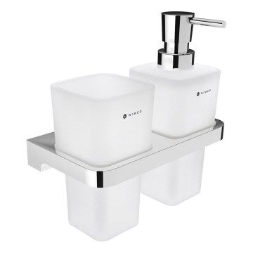 NIMCO MA 2905831H-26 - Zidni dozator za sapun i držač za četkice za zube MAYA 290 ml matirano staklo/sjajni hrom