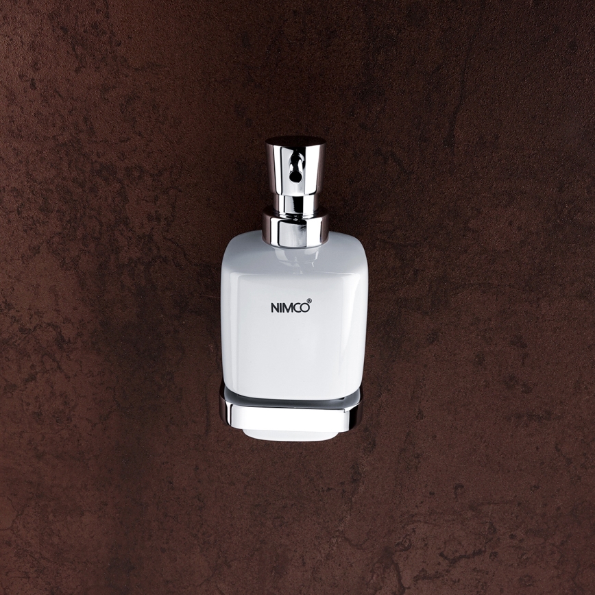 NIMCO MA set-31K-26 - Zidni dozator tečnog sapuna, držač za zubne četkice i zidna kuka MAYA 320 ml bela/sjajni hrom