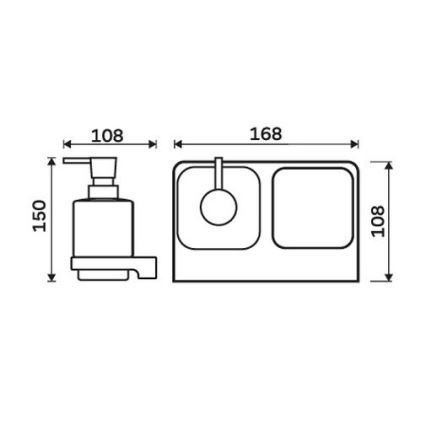 NIMCO MAC 2905831C-T-90 - Zidni dozator tečnog sapuna i držač za četkice za zube MAYA 320 ml matirano staklo/mat crna