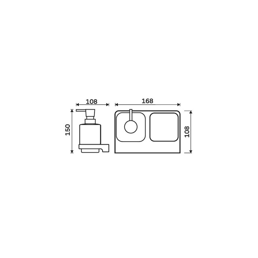 NIMCO MAC 2905831C-T-90 - Zidni dozator tečnog sapuna i držač za četkice za zube MAYA 320 ml matirano staklo/mat crna