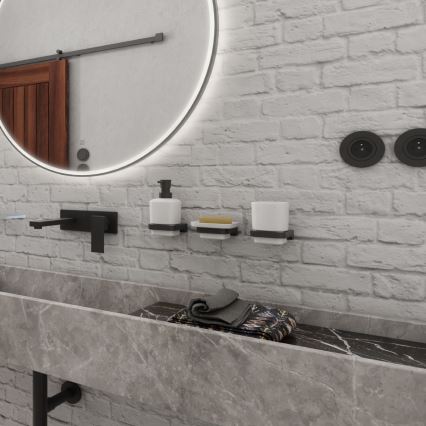 NIMCO MAC set-31K-T-90 - Zidni dozator sapuna, držač za četkice za zube i zidna kuka MAYA 320 ml bela/mat crna