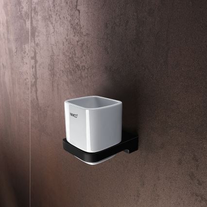 NIMCO MAC set-31K-T-90 - Zidni dozator sapuna, držač za četkice za zube i zidna kuka MAYA 320 ml bela/mat crna