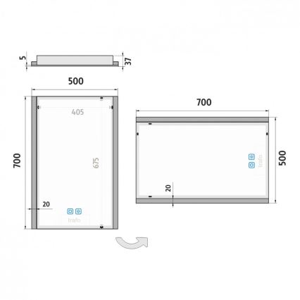 NIMCO ZP 11001VX - prigušiva LED kupatilsko ogledalo sa pozadinskim osvetljenjem LED/21W/230V 3000-6500K 70x50 cm IP44