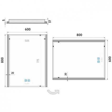 NIMCO ZP 11002VX - LED prigušiva ogledalo za kupatilo sa pozadinskim osvetljenjem LED/24W/230V 3000-6500K 80x60 cm IP44