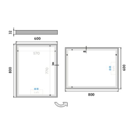 NIMCO ZP 13002VX - prigušiva LED ogledalo za kupatilo sa pozadinskim LED osvetljenjem/41W/230V 3000-6500K 80x60 cm IP44