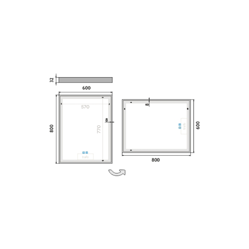 NIMCO ZP 13002VX - prigušiva LED ogledalo za kupatilo sa pozadinskim LED osvetljenjem/41W/230V 3000-6500K 80x60 cm IP44
