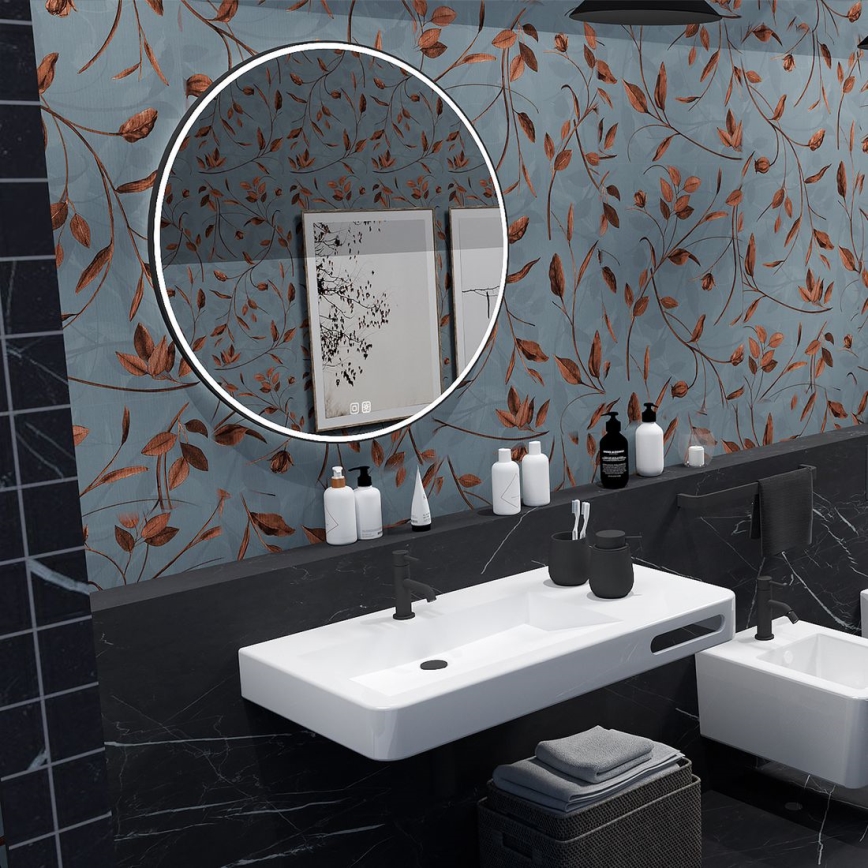 NIMCO ZPC 28000RVX-90 - LED prigušiva ogledalo za kupatilo sa pozadinskim osvetljenjem LED/26W/230V 3000-6500K Ø 60 cm mat crna IP44