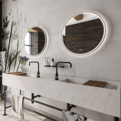 NIMCO ZPC 28000RVX-90 - LED prigušiva ogledalo za kupatilo sa pozadinskim osvetljenjem LED/26W/230V 3000-6500K Ø 60 cm mat crna IP44