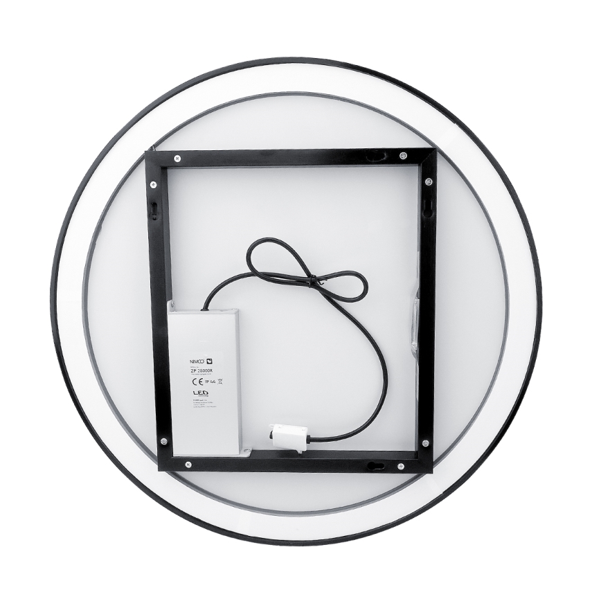 NIMCO ZPC 28000RVX-90 - LED prigušiva ogledalo za kupatilo sa pozadinskim osvetljenjem LED/26W/230V 3000-6500K Ø 60 cm mat crna IP44