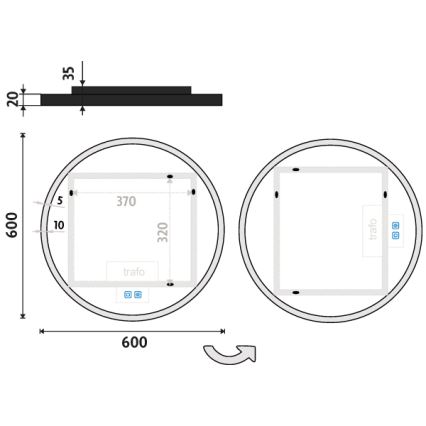 NIMCO ZPC 28000RVX-90 - LED prigušiva ogledalo za kupatilo sa pozadinskim osvetljenjem LED/26W/230V 3000-6500K Ø 60 cm mat crna IP44