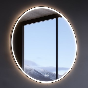 NIMCO ZPC 28001RVX-90 - LED prigušiva ogledalo za kupatilo sa pozadinskim osvetljenjem LED/33W/230V 3000-6500K pr. 70 cm mat crna IP44