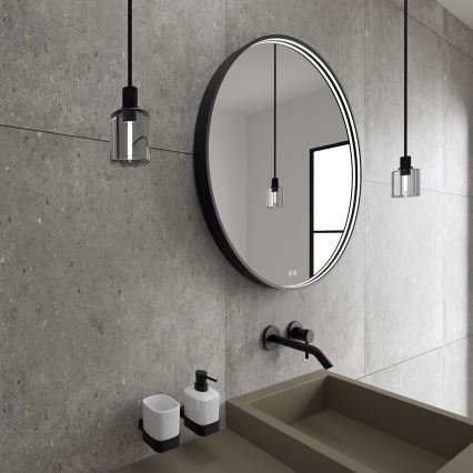 NIMCO ZPC 31000RVX-90 - LED prigušiva ogledalo za kupatilo sa pozadinskim LED osvetljenjem LED/20W/230V 3000-6500K prečnik 60 cm mat crna IP44