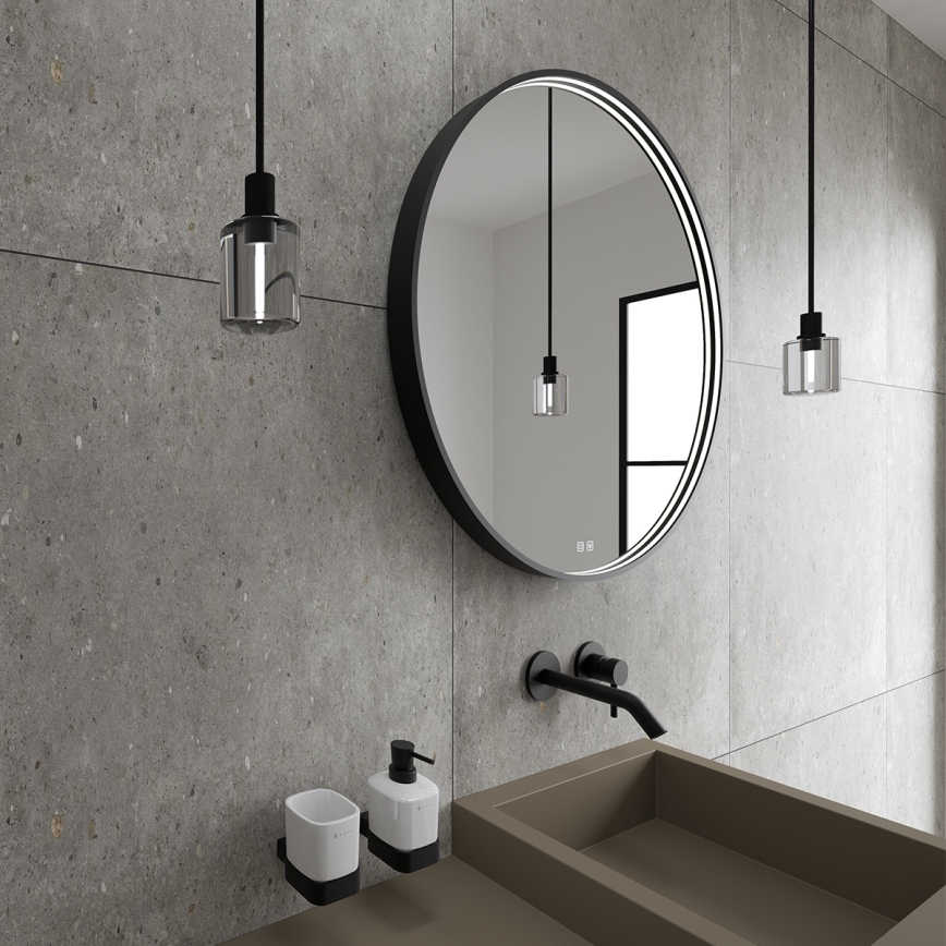 NIMCO ZPC 31000RVX-90 - LED prigušiva ogledalo za kupatilo sa pozadinskim LED osvetljenjem LED/20W/230V 3000-6500K prečnik 60 cm mat crna IP44