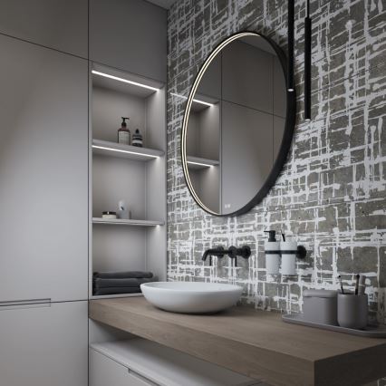 NIMCO ZPC 31000RVX-90 - LED prigušiva ogledalo za kupatilo sa pozadinskim LED osvetljenjem LED/20W/230V 3000-6500K prečnik 60 cm mat crna IP44