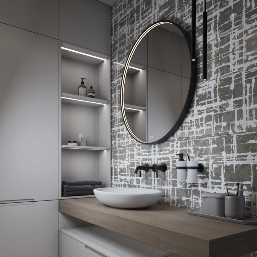 NIMCO ZPC 31000RVX-90 - LED prigušiva ogledalo za kupatilo sa pozadinskim LED osvetljenjem LED/20W/230V 3000-6500K prečnik 60 cm mat crna IP44