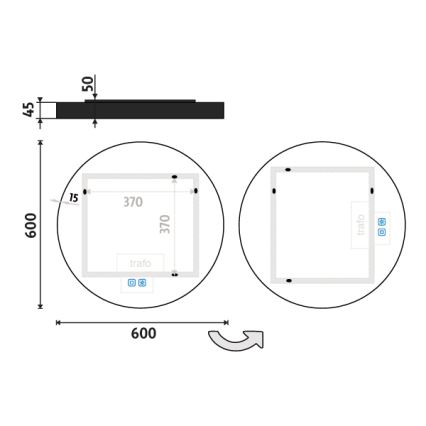 NIMCO ZPC 31000RVX-90 - LED prigušiva ogledalo za kupatilo sa pozadinskim LED osvetljenjem LED/20W/230V 3000-6500K prečnik 60 cm mat crna IP44