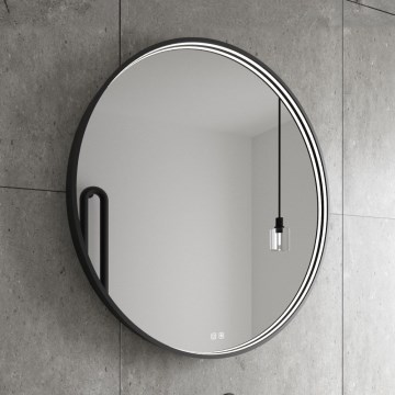 NIMCO ZPC 31001RVX-90 - LED prigušiva ogledalo za kupatilo sa pozadinskim LED osvetljenjem, LED/22W/230V, 3000-6500K, prečnik 70 cm, mat crna, IP44