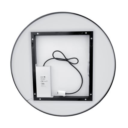 NIMCO ZPC 31002RVX-90 - LED prigušiva kupatilsko ogledalo sa pozadinskim osvetljenjem LED/26W/230V 3000-6500K, prečnik 80 cm, mat crna, IP44