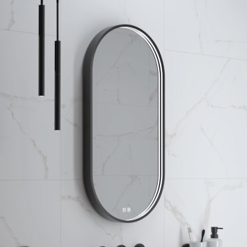 NIMCO ZPC 32002LVX-90 - LED prigušiva ogledalo za kupatilo sa pozadinskim osvetljenjem LED/25W/230V 3000-6500K 80x40 cm mat crna IP44