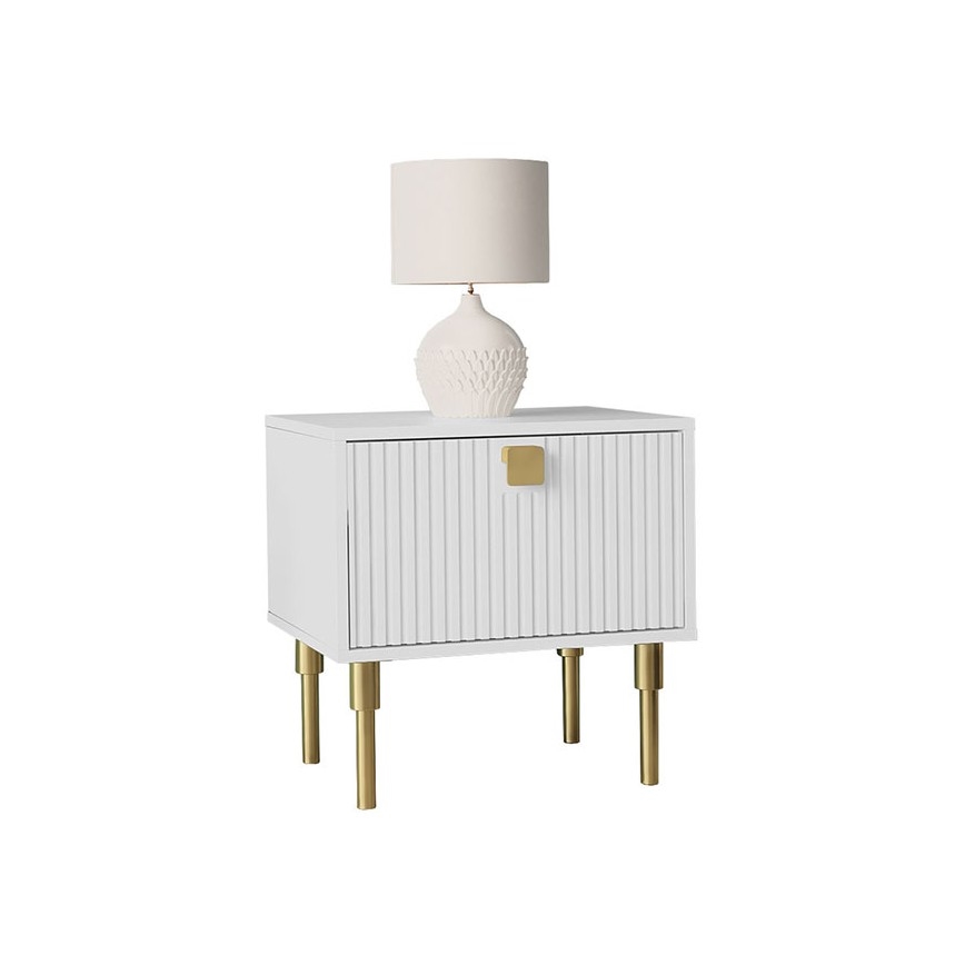 Noćni ormarić DORSET 50x50 cm bijela/zlatna