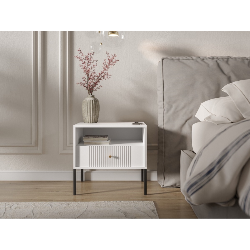 Noćni ormarić LUE 54x39 cm beli/crni