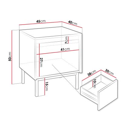 Noćni ormarić OZMI 50x45 cm crne boje