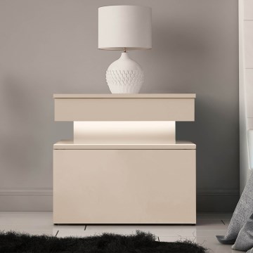 Noćni ormarić sa LED osvetljenjem GLOSSA 51x55 cm bež