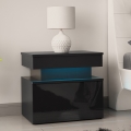 Noćni ormarić sa LED osvetljenjem GLOSSA 51x55 cm crna/sjajna crna
