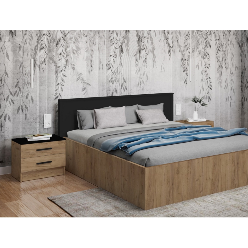 Noćni ormarić TOD hrast craft/crna