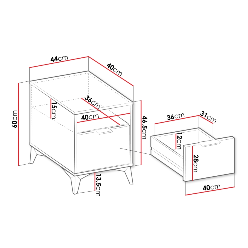 Noćni ormarić XYLIX 60x44 cm bež